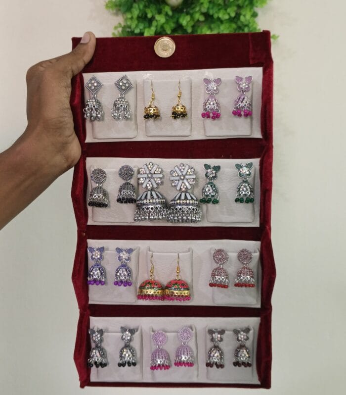 12-pairs-designer-jhumka-collection-with-velvet-box-combo