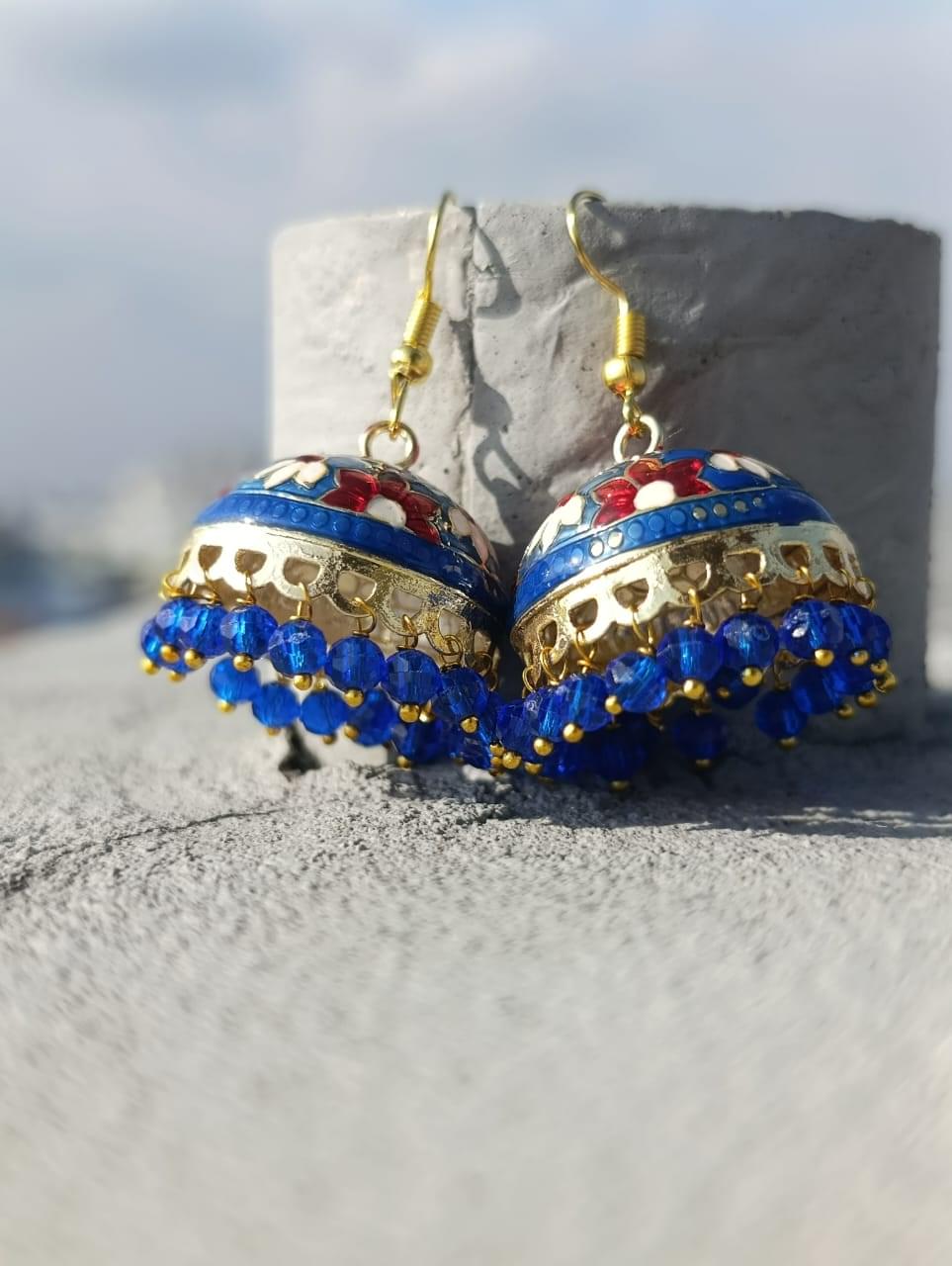 Indian Jaipuri Minakari Jhumka - Image 2